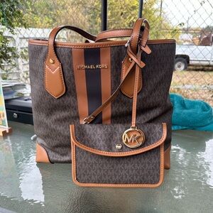 Michael Kors Brown and Tan Tote Bag Set